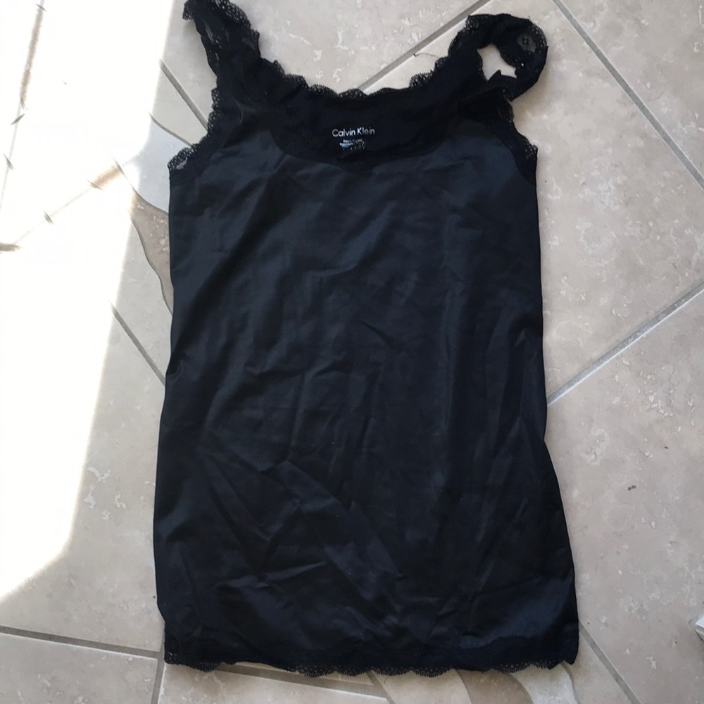 Black lace trim camisole XS longer